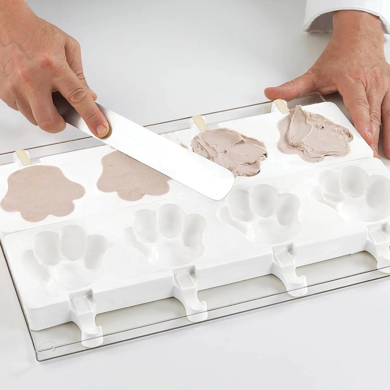 1 Pz Set 2 Stampi GEL06 PATA con 50 Stecchi in Legno per Gelato Impronta Zampetta 89x84H24 mm [53491f28]