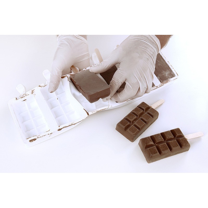 Set 2 Stampi GEL02 CHOCO STICK con 50 Stecchi in Legno per Gelato Design Tavoletta di Cioccolato 92x48H24 mm [4ca0fbe1]