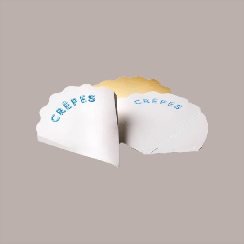 Porta Crepes in Cartoncino Teso Bianco e Interno Oro 1/4 Asporto Food 250 pezzi [79858e4e]