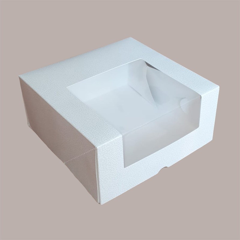 Scatola Porta Torta Dolci Quadrata Alta in Cartoncino Bianco con Finestra in PP PRONTA 19x19H10cm 10 Pezzi [17850e6e]