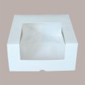 10 Pz Scatola Porta Torta Dolci Quadrata in Cartoncino Bianco con Finestra in PP PRONTA 17x17H8cm [9d886a8a]