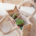 Shopper Busta Juta con Vetrina in PVC e Chiusura con Bottone il Legno 18+10xH13 cm 5 Pz [8e6baf41]