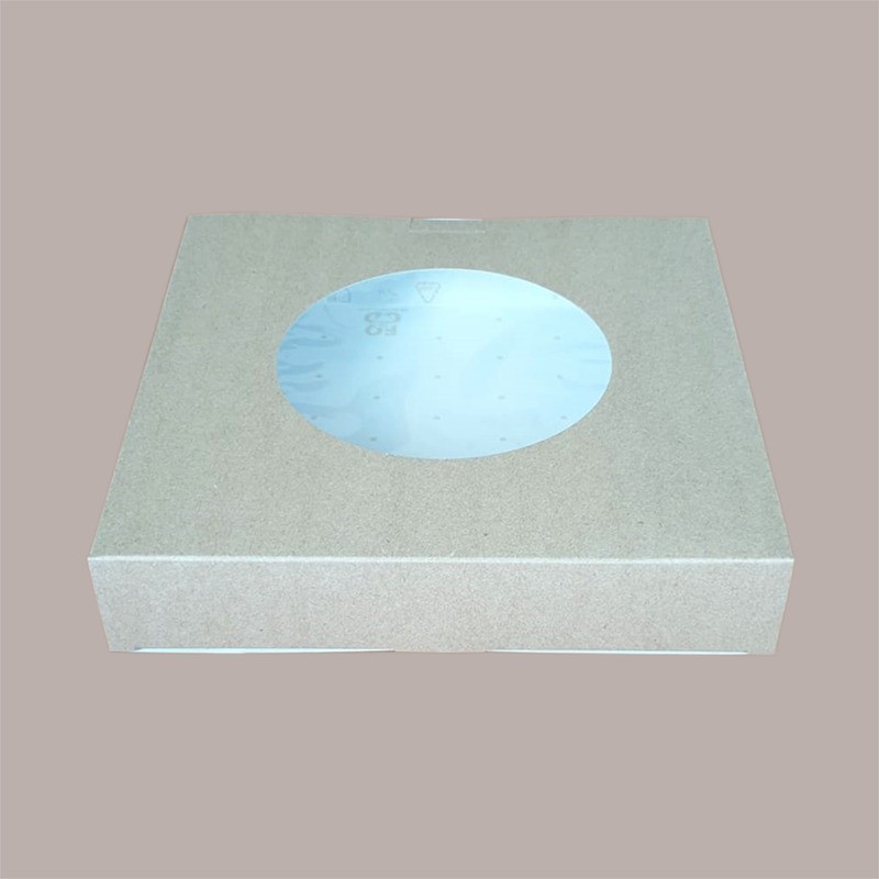 Scatola Porta Crostata 30x30H4cm in Cartoncino Avana con Finestra Ecolife 5 pezzi [fe1430cc]