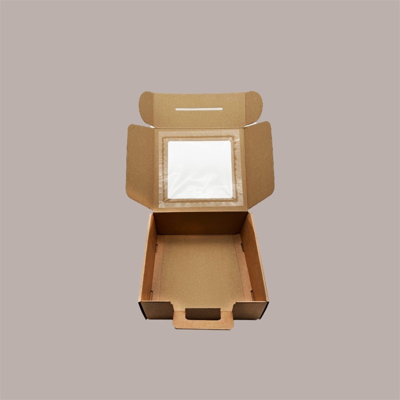 Scatola per Confezione Regalo 220x200H85 mm Valigetta Natale in Cartoncino Avana con Finestra PVC Gourmet 10 pezzi [84f2c692]