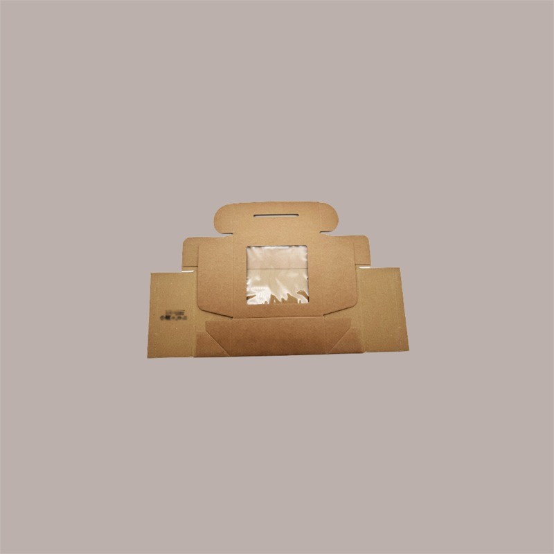 Scatola per Confezione Regalo 220x200H85 mm Valigetta Natale in Cartoncino Avana con Finestra PVC Gourmet 10 pezzi [81a2818c]