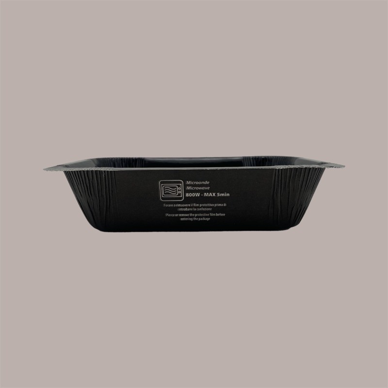 50 Pz Vaschetta in Carta Rivestita in PET per Alimenti Colore Nero 223x192H45 mm [f2b5a7fd]