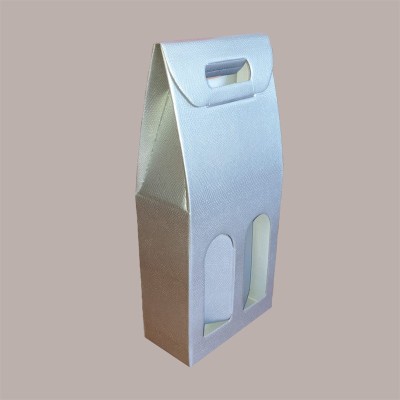 Scatola Astuccio Porta 2 Bottiglie 750 ml Olio Vino in Cartoncino grafica Skin Argento 180x90H395mm 10 Pezzi [cb318788]