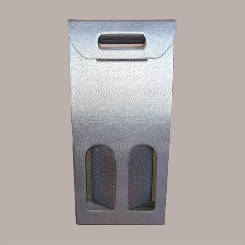 Scatola Astuccio Porta 2 Bottiglie 750 ml Olio Vino in Cartoncino grafica Skin Argento 180x90H395mm 10 Pezzi [1217c485]