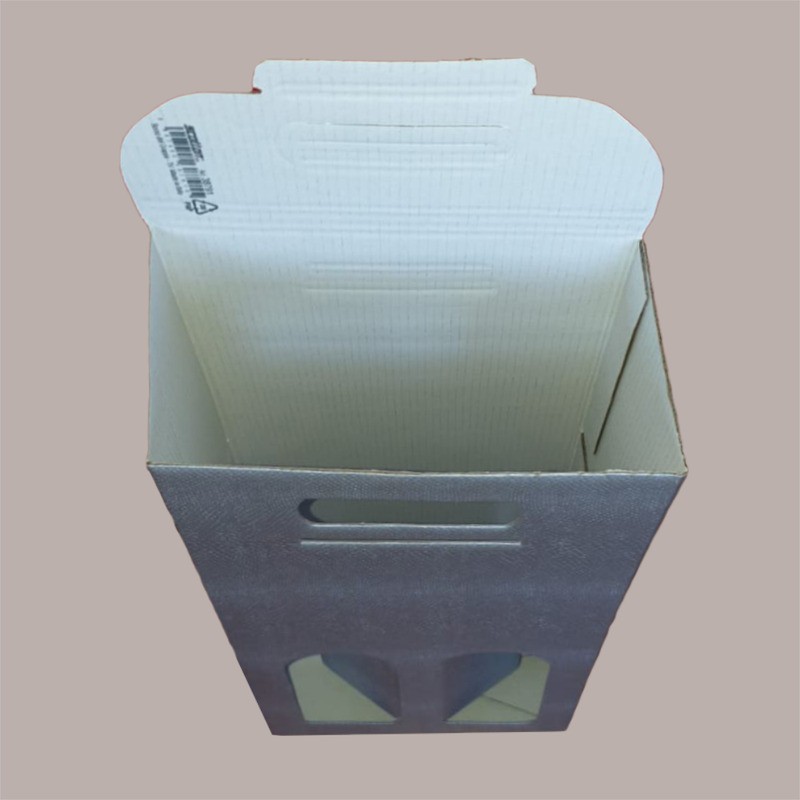 Scatola Astuccio Porta 2 Bottiglie 750 ml Olio Vino in Cartoncino grafica Skin Argento 180x90H395mm 10 Pezzi [a50a0581]