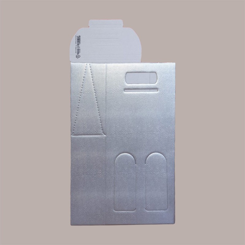 10 Pz Scatola Astuccio Porta 2 Bottiglie 750 ml Olio Vino in Cartoncino grafica Skin Argento 180x90H395mm [a05a429f]