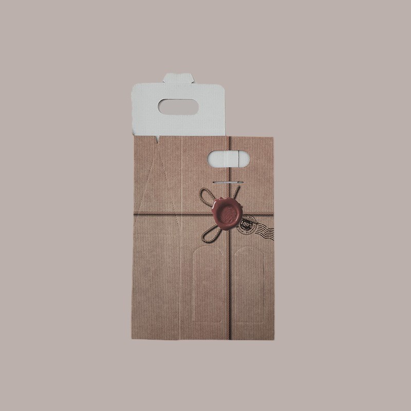 Scatola Porta 2 Bottiglie Olio Vino 750 ml in Carta Avana Grafica Ceralacca 180x90x390mm 10 Pezzi [7685b679]