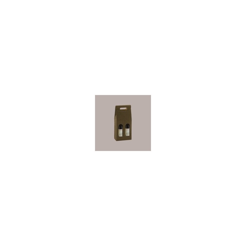 10 Pz Scatola Astuccio Porta 2 Bottiglie 750 ml Olio Vino in Cartoncino Marrone grafica effetto pelle 180x90x385mm [cb9eeb7c]