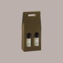 10 Pz Scatola Astuccio Porta 2 Bottiglie 750 ml Olio Vino in Cartoncino Marrone grafica effetto pelle 180x90x385mm [cb9eeb7c]