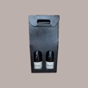 10 Pz Scatola Astuccio Porta 2 Bottiglie 750 ml Olio Vino in Cartoncino Nero grafica effetto pelle 180x90H390mm [9be537ea]