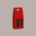Scatola Astuccio Porta 2 Bottiglie Olio Vino 750 ml in Cartoncino Onda Rosso 180x90H390mm 10 Pezzi [21b7bbce]