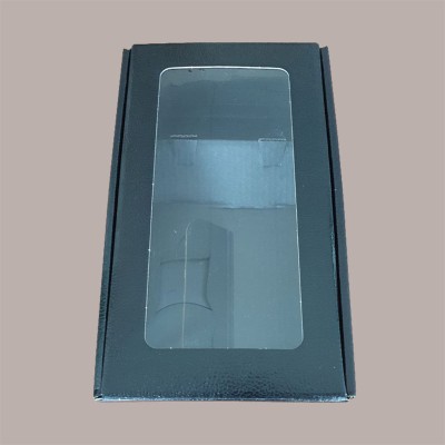 5 Pz Scatola Porta 2 Bottiglie 750 ml Olio Vino Cantinetta Stesa in Carta Pelle Nero con Finestra in pvc 340x185H90mm [1b43b396]