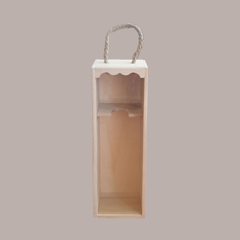Scatola in Legno di Pino 750 ml Cassetta Stesa porta 1 Bottiglia Olio Vino con Finestra pvc 11x10H36cm [bbbb9d66]