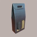 Scatola Astuccio Porta 2 Bottiglie 750 ml Olio Vino in Cartoncino grafica Seta Nero 180x90H385 mm 10 Pezzi [9f2d4f09]