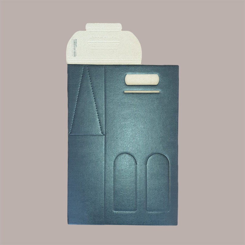 Scatola Astuccio Porta 2 Bottiglie 750 ml Olio Vino in Cartoncino grafica Seta Nero 180x90H385 mm 10 Pezzi [9a7d0817]