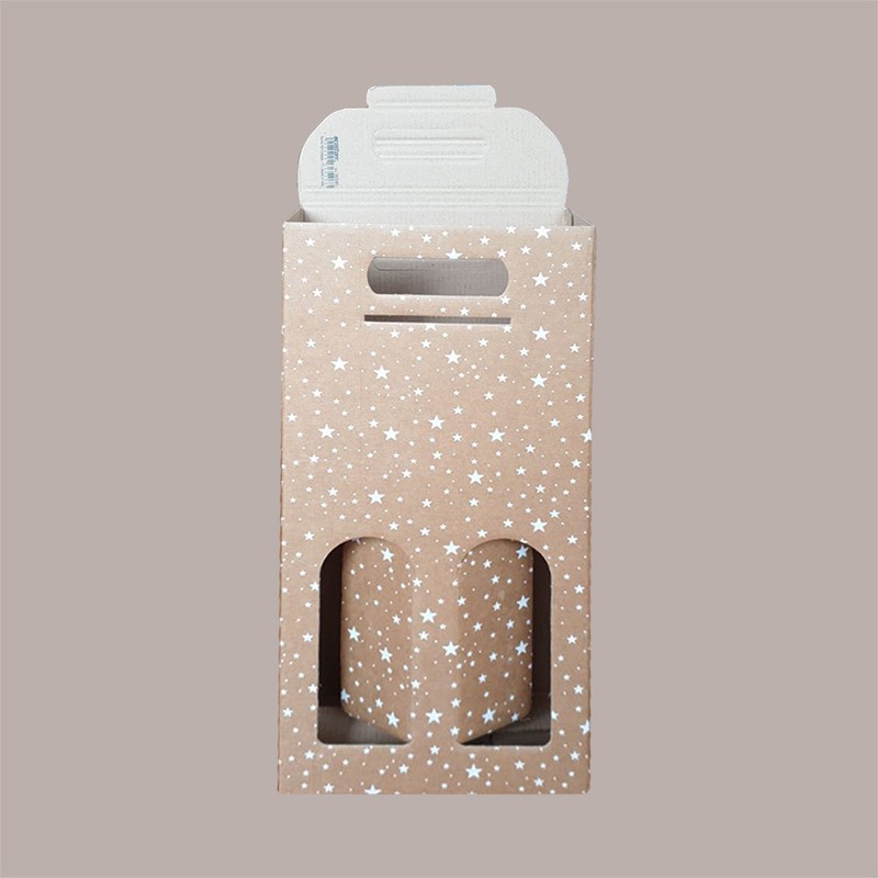 Scatola Porta 2 Bottiglie Olio Vino 750 ml in Carta Avana Grafica Stelle Bianche Galaxy 180x90H385mm 10 Pezzi [c7a24c64]