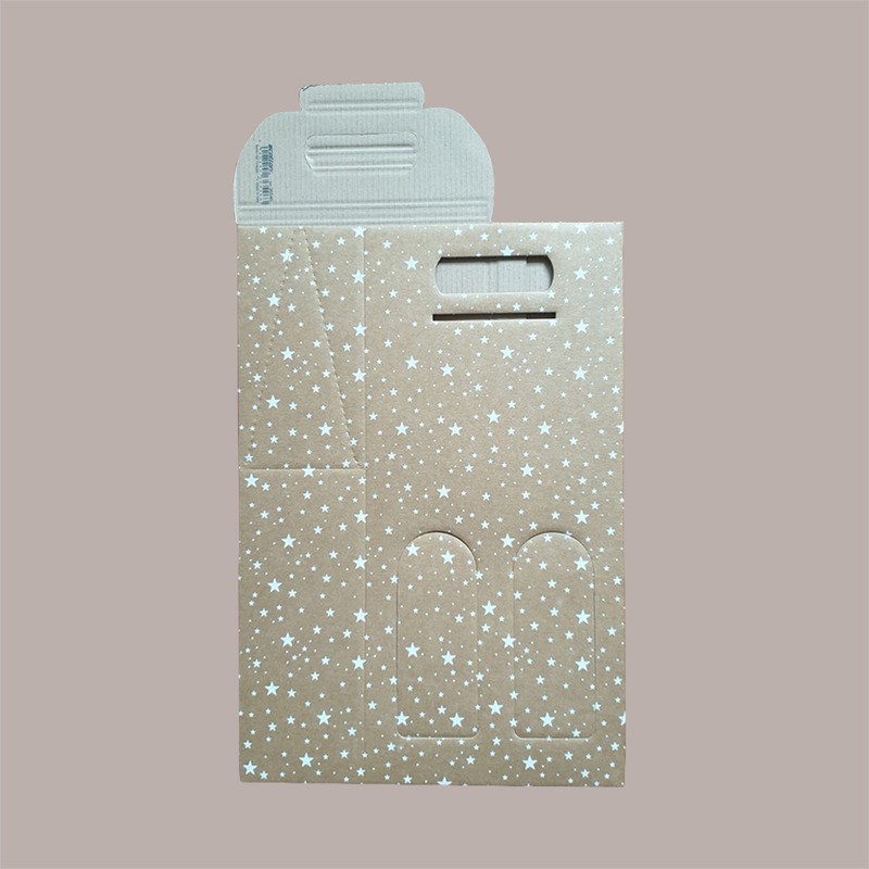 Scatola Porta 2 Bottiglie Olio Vino 750 ml in Carta Avana Grafica Stelle Bianche Galaxy 180x90H385mm 10 Pezzi [75efca7e]