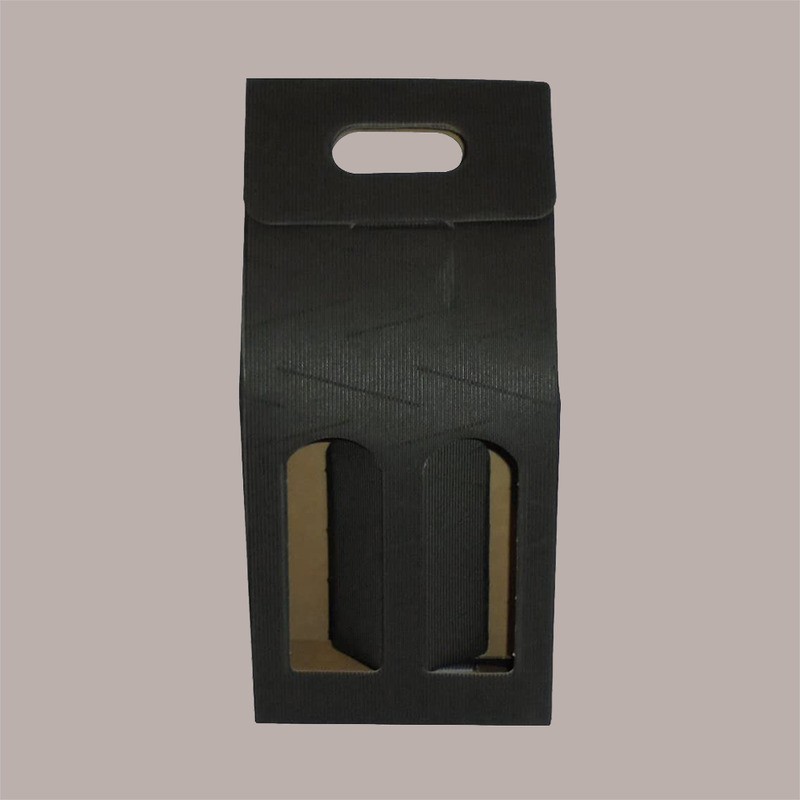 Scatola Astuccio Porta 2 Bottiglie Olio Vino 750 ml in Cartoncino Onda Nero 180x90H390mm 10 Pezzi [2eb2bab4]