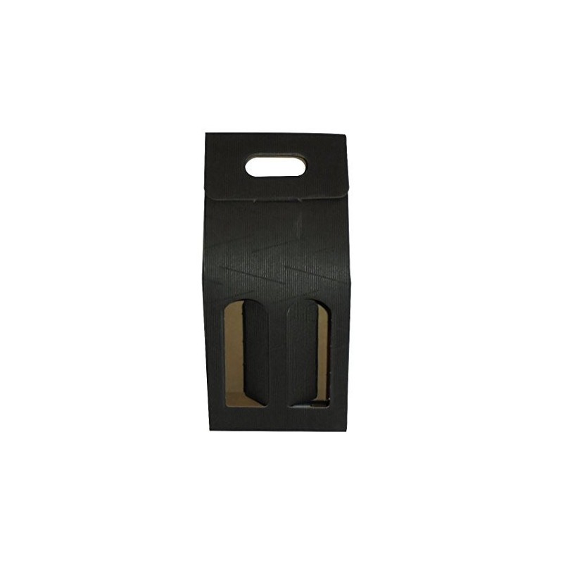 10 Pz Scatola Astuccio Porta 2 Bottiglie Olio Vino 750 ml in Cartoncino Onda Nero 180x90H390mm [45d97fa3]