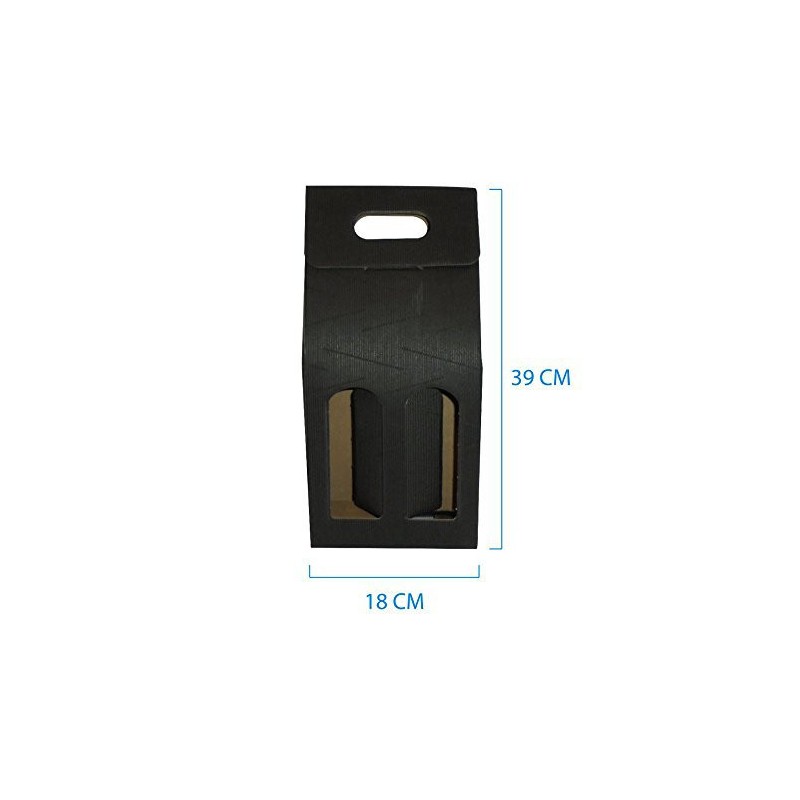 10 Pz Scatola Astuccio Porta 2 Bottiglie Olio Vino 750 ml in Cartoncino Onda Nero 180x90H390mm [f2c4bea7]