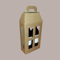 Scatola Porta 2 Bottiglie Olio Vino 750 ml in Carta Avana a Forma di Lanterna 180x90H370mm 10 Pezzi [7af3f4f0]