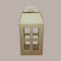 Scatola Porta 2 Bottiglie Olio Vino 750 ml in Carta Avana a Forma di Lanterna 180x90H370mm 10 Pezzi [c8be72ea]