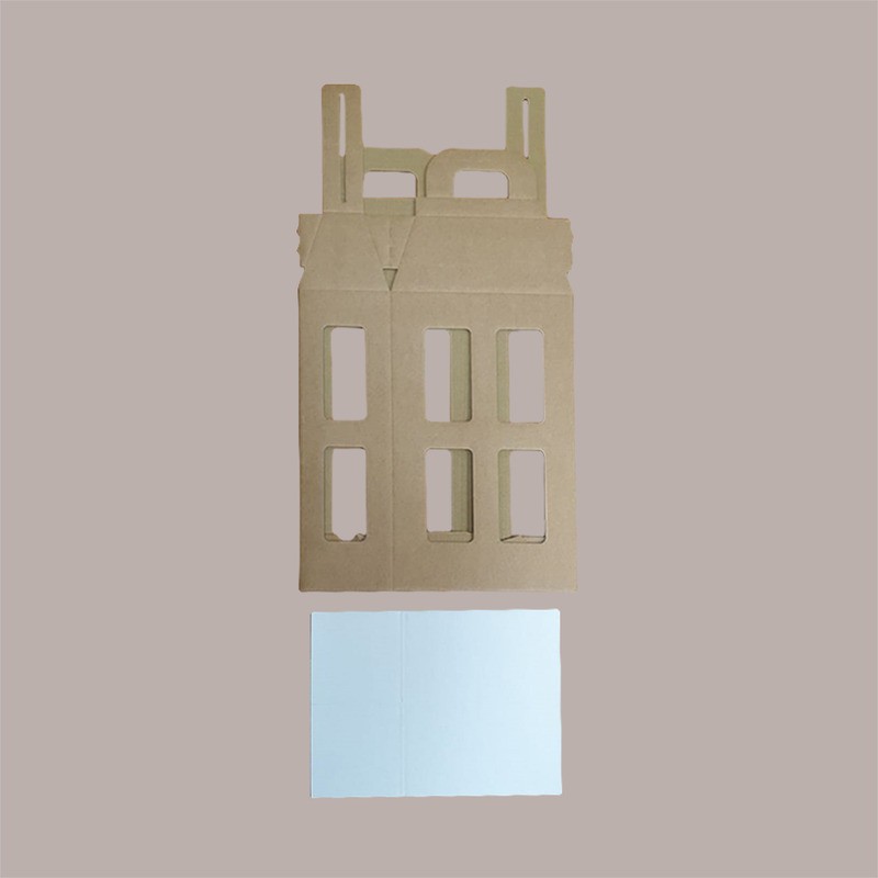 Scatola Porta 2 Bottiglie Olio Vino 750 ml in Carta Avana a Forma di Lanterna 180x90H370mm 10 Pezzi [a685f0e3]