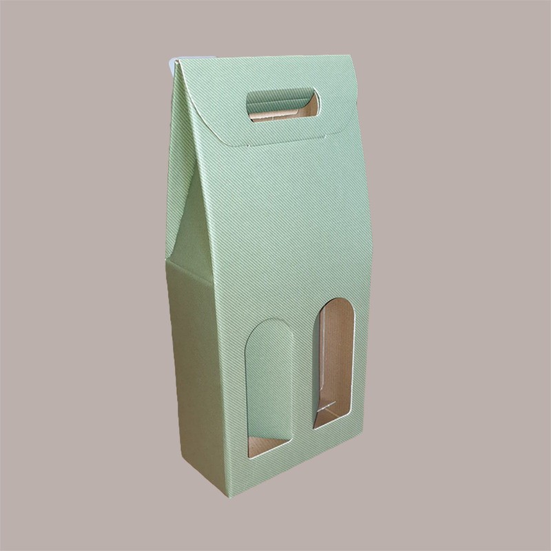 Scatola Astuccio Porta 2 Bottiglie 750 ml Olio Vino in Cartoncino grafica Linea Verde 180x90x385mm 10 Pezzi [b4d3c7db]