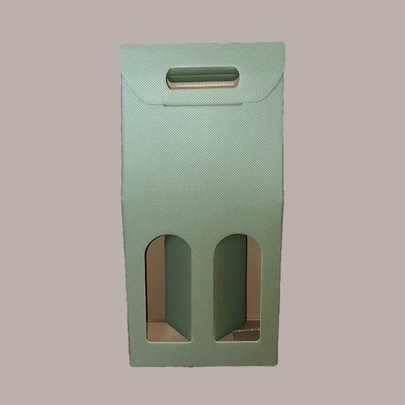 Scatola Astuccio Porta 2 Bottiglie 750 ml Olio Vino in Cartoncino grafica Linea Verde 180x90x385mm 10 Pezzi [7f8fa905]