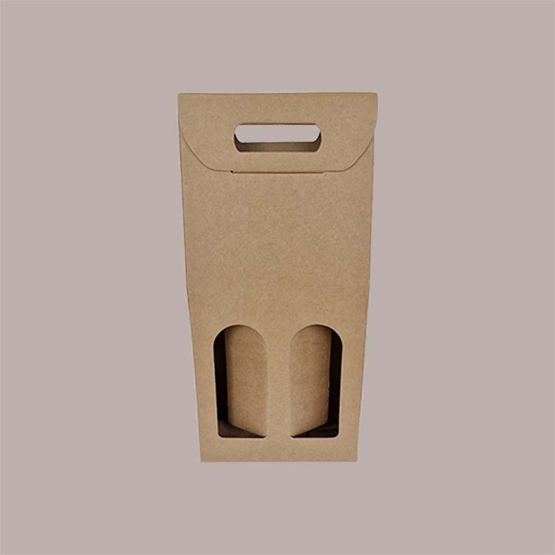 10 Pz Scatola Confezione Regalo Porta 2 Bottiglie Olio Vino 750 ml in Carta Avana Liscio 180x90H385mm [ce3e84da]
