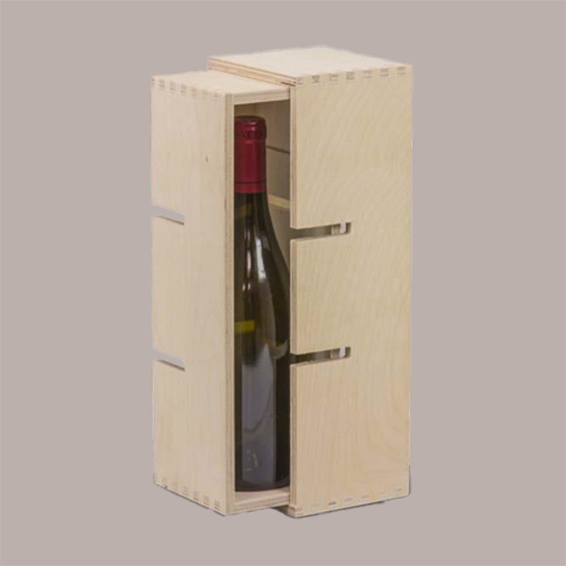Scatola Porta 1 Bottiglia da 750 ml Cantinetta in Legno di Betulla Componibile [bc8c22ce]