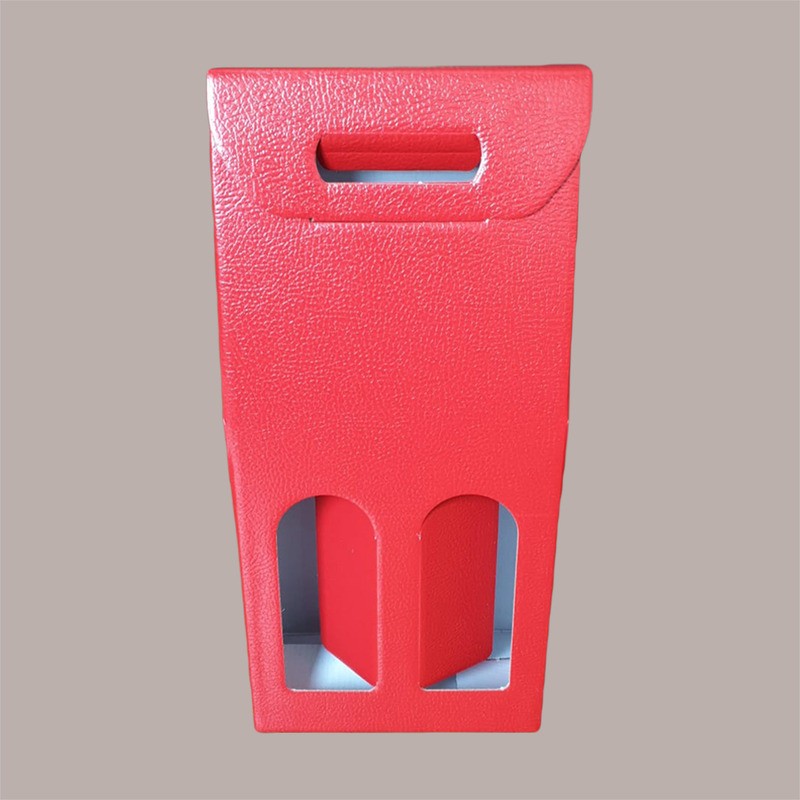Scatola Astuccioo Porta 2 Bottiglie 750 ml Olio Vino in Cartoncino Rosso grafica effetto pelle 180x90H385mm 10 Pezzi [4032147d]