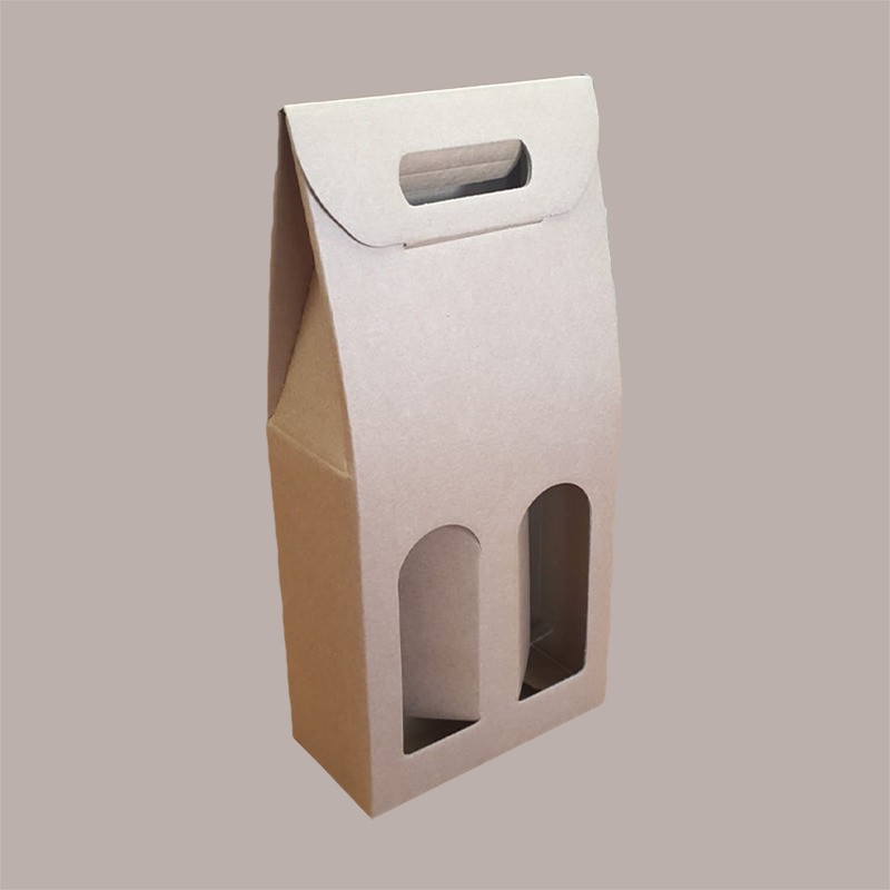 Scatola Porta 2 Bottiglie 750 ml Champagne Prosecco in Cartoncino Avana Liscio 200x100H390mm 10 Pezzi [32f6980e]