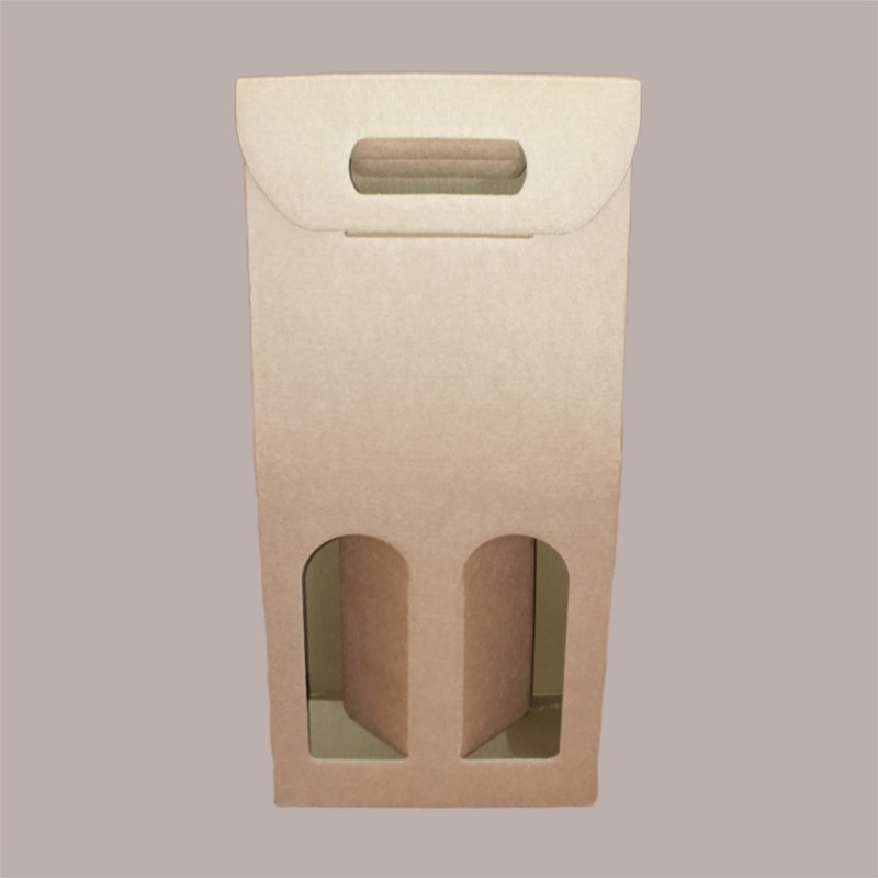 Scatola Porta 2 Bottiglie 750 ml Champagne Prosecco in Cartoncino Avana Liscio 200x100H390mm 10 Pezzi [ebd0db03]