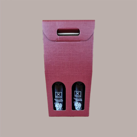 10 Pz Scatola Astuccio Porta 2 Bottiglie 750 ml Champagne in Cartoncino grafica Seta Bordeaux 200x100H385mm [14567589]