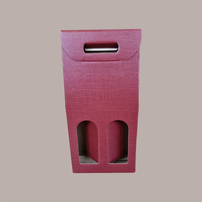 10 Pz Scatola Astuccio Porta 2 Bottiglie 750 ml Champagne in Cartoncino grafica Seta Bordeaux 200x100H385mm [cd703684]