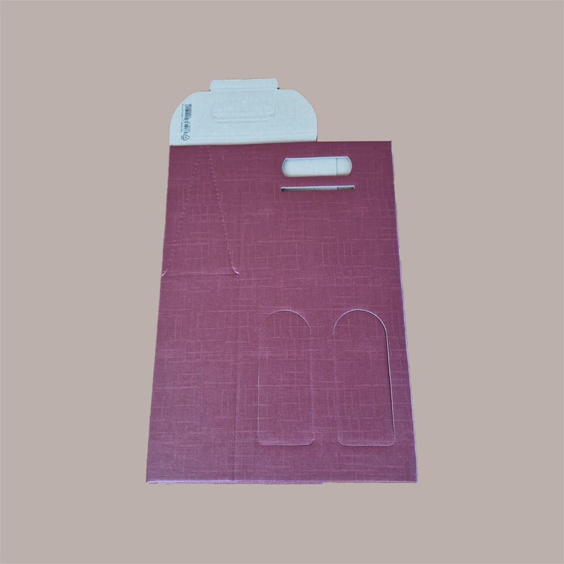 10 Pz Scatola Astuccio Porta 2 Bottiglie 750 ml Champagne in Cartoncino grafica Seta Bordeaux 200x100H385mm [1e91b19a]