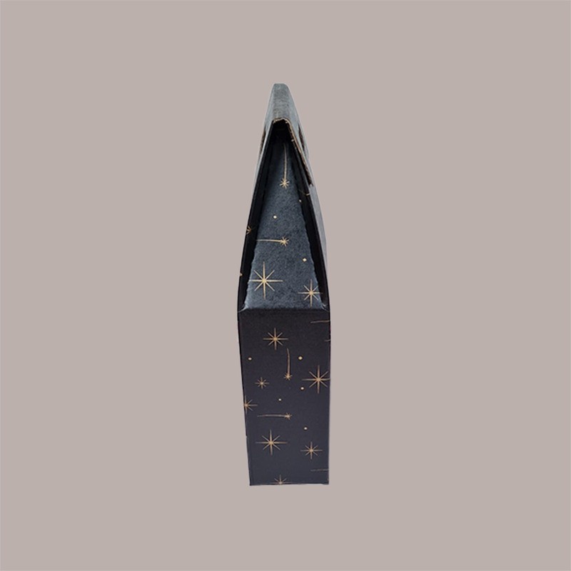 Scatola Confezione Regalo Porta 2 Bottiglie Olio Vino 750 ml in Carta Nero Grafica Stelle Oro 180x90H385mm 10 Pezzi [d551a806]