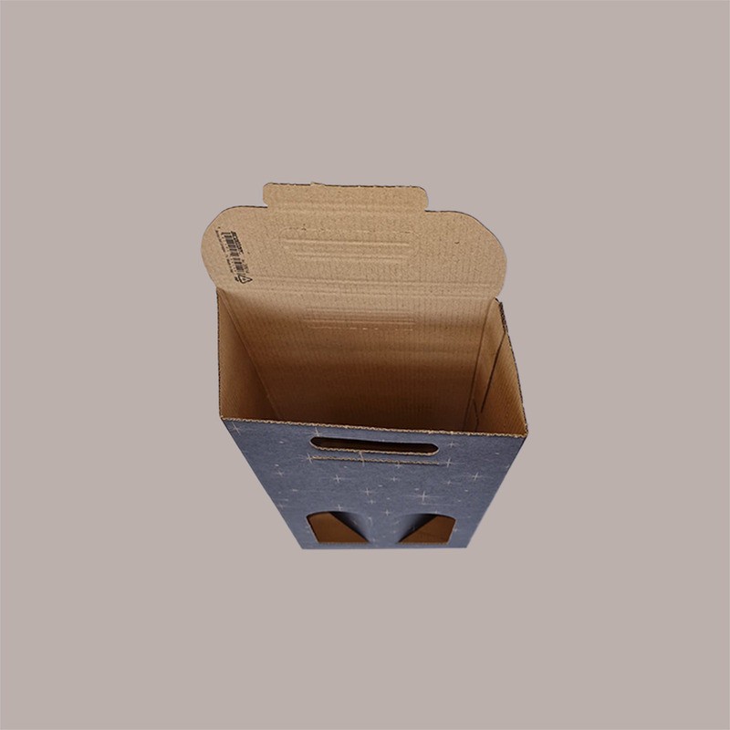 Scatola Confezione Regalo Porta 2 Bottiglie Olio Vino 750 ml in Carta Nero Grafica Stelle Oro 180x90H385mm 10 Pezzi [671c2e1c]