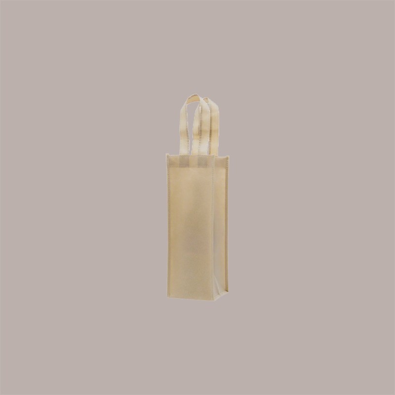 10 Pz Shopper Busta in Tessuto TNT Avana Porta 1 Bottiglia 750 ml 12+11x34 cm [9ee716d8]