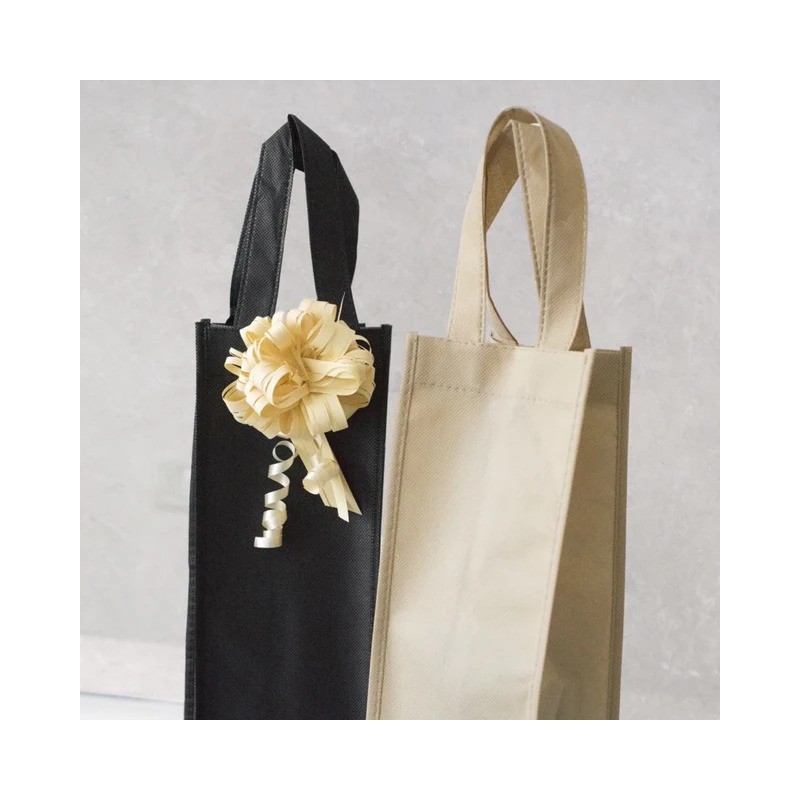 10 Pz Shopper Busta in Tessuto TNT Avana Porta 1 Bottiglia 750 ml 12+11x34 cm [47c155d5]