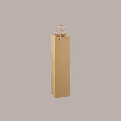 Borsa Busta Carta Avana Porta 1 Bottiglia 750 ml con Manico in Cordoncino 12x8x40cm 10 pezzi [dbf70de8]