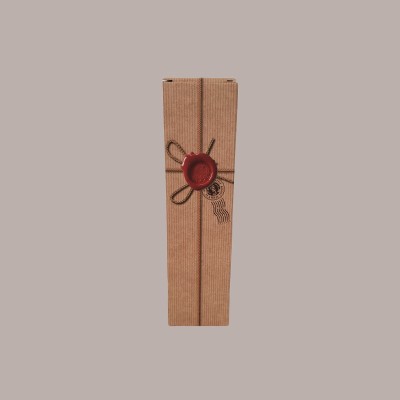 Scatola Astuccio Porta 1 Bottiglia 750 ml  Vino Olio Carta Avana Grafica Ceralacca 90x90x345mm 25 pezzi [6f68c599]