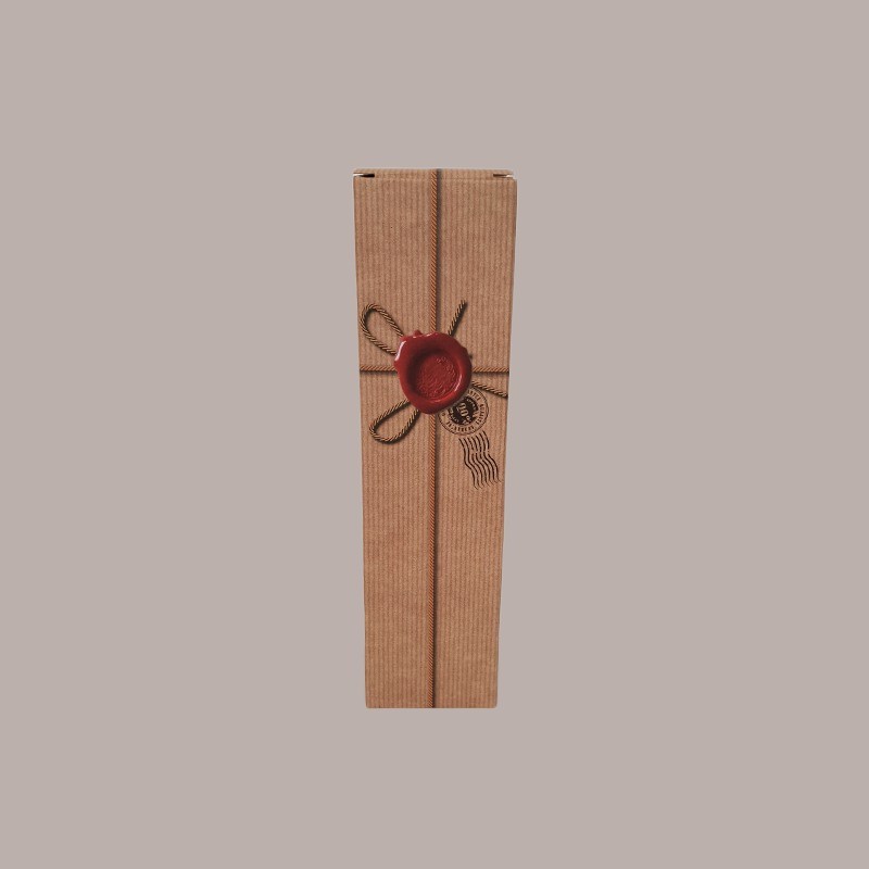 Scatola Astuccio Porta 1 Bottiglia 750 ml  Vino Olio Carta Avana Grafica Ceralacca 90x90x345mm 25 pezzi [6f68c599]