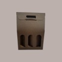 10 Pz Scatola Astuccio Porta 3 Bottiglie 750 ml Olio Vino in Cartoncino Marrone grafica effetto pelle 270x90H385mm [3aee6e86]
