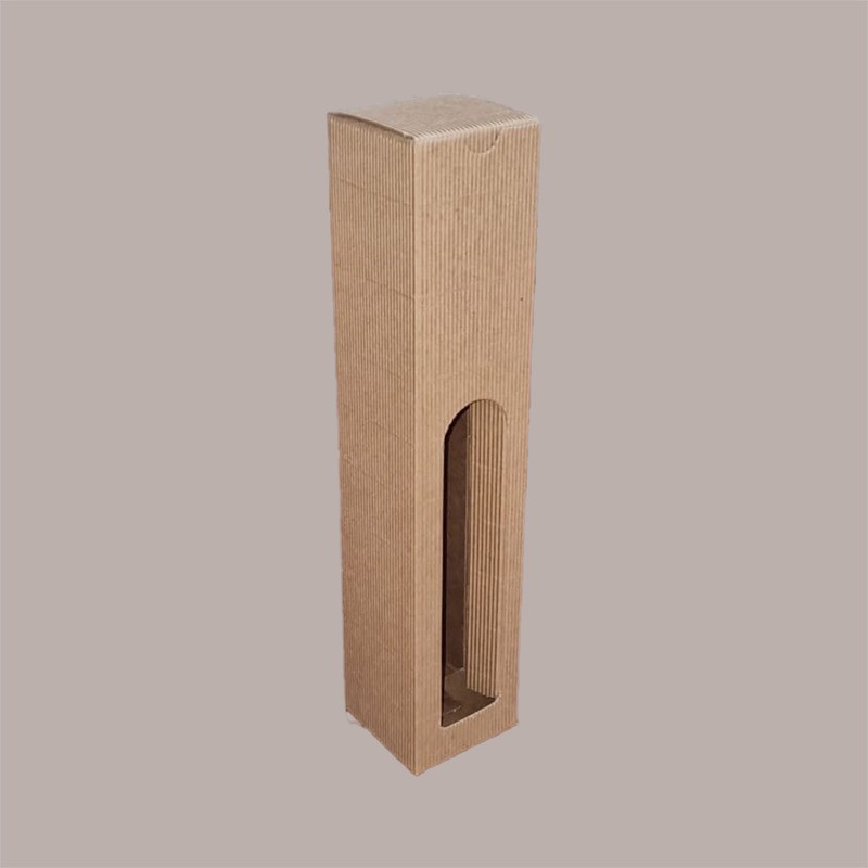 Scatola Astuccio Porta 1 Bottiglia 500 ml Olio in Cartoncino Onda Avana Petit con Finestra 65x65H320mm 20 pezzi [c8fd2bfb]